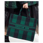 Dior Hunter Green Checkered Book Tote