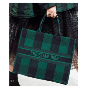 Dior Hunter Green Checkered Book Tote