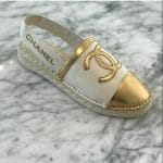 Chanel Gold Espadrilles Slingback with Logo Strap