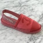 Chanel Red Espadrilles Slingbacks with Logo Strap