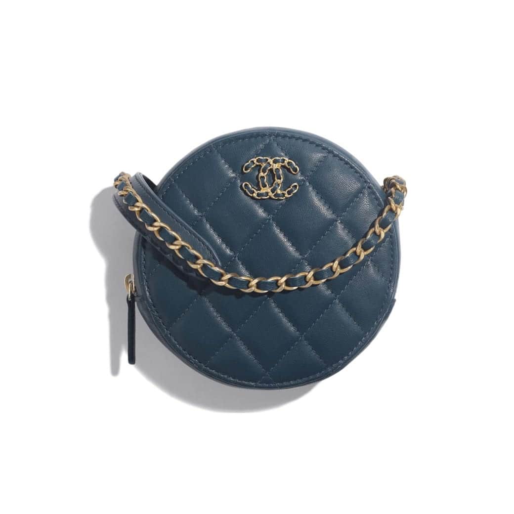 CHANEL Lambskin Quilted Chain Infinity Top Handle Flap Black