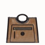 Fendi Beige:Black Perforated Runaway Shopper Bag