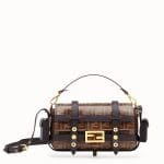 Fendi Brown FF Baguette Bag with Cage