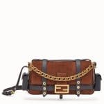 Fendi Brown Suede Baguette Bag with Cage