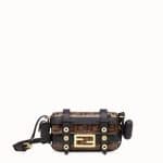 Fendi Brown/Black FF Mini Baguette Bag with Cage