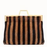 Fendi Brown:Black Sheepskin Large Flat Shopping Bag