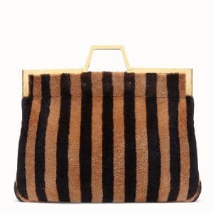 Fendi Brown:Black Sheepskin Large Flat Shopping Bag