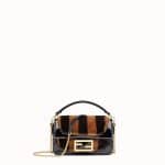 Fendi Brown/Black Sheepskin:Vinyl Mini Baguette Bag