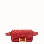 Fendi Red Fabric Embroidered Baguette Belt Bag