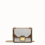 Fendi White:Brown Perforated Kan-U Small Bag