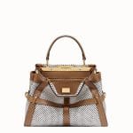 Fendi White:Brown Perforated Peekaboo Iconic Medium Bag