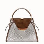 Fendi White:Brown Perforated Peekaboo X-Lite Large Bag