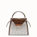 Fendi White:Brown Perforated Peekaboo X-Lite Medium Bag