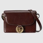 Gucci Chocolate Brown Snakeskin Small Shoulder Bag