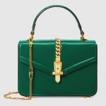 Gucci Emerald Green Patent Sylvie 1969 Mini Top Handle Ba