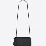 Saint Laurent All Black Crocodile Embossed Sunset Medium Bag