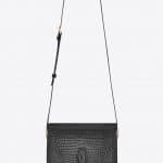 Saint Laurent Black Crocodile Embossed Le 61 Medium Saddle Bag