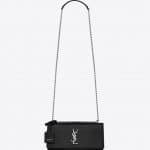 Saint Laurent Black Crocodile Embossed Sunset Medium Bag