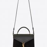 Saint Laurent Black Leather:Suede Cassandra Medium Top Handle Bag