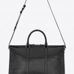 Saint Laurent Black Patent Monogram All Over Medium Duffle Bag