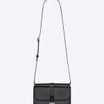 Saint Laurent Black Patent Monogram All Over Small Satchel Bag