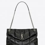 Saint Laurent Black Vinyl Loulou Puffer Medium Bag