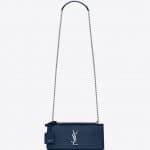 Saint Laurent Cobalt Crocodile Embossed Sunset Medium Bag