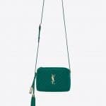 Saint Laurent Deep Malachite Quilted Velvet Lou Camera Bag