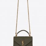 Saint Laurent Olive Matelassé College Medium Bag