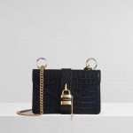 Chloe Aby Chain Shoulder Black Croc Bag