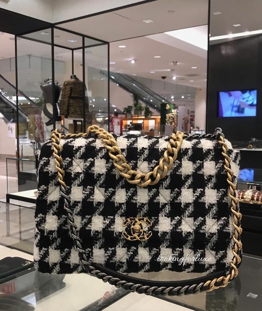 Chanel 19 Flap Bag Quilted Tweed Medium at 1stDibs