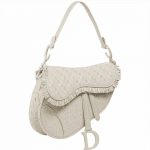 Dior White Woven Leather Saddle Bag