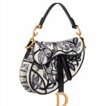 Dior Embroidered Black White Saddle Bag