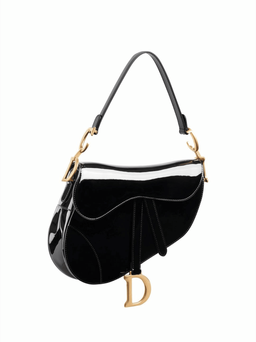 Dior Black Patent Saddle Bag