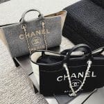 Chanel Wool Deauville Tote Grey and Black