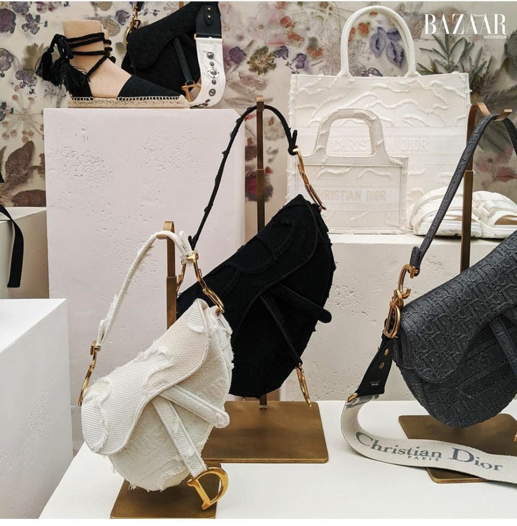 Dior White Canvas Saddle Bag