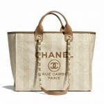 Chanel Beige Striped Deauville Bag