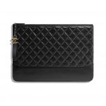 Chanel Black Aged Calfskin Large Pouch Bag