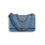 Chanel Blue Lambskin Chanel 19 Wallet on Chain