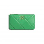 Chanel Green Lambskin Chanel 19 Small Pouch Bag