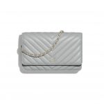 Chanel Light Gray Classic Wallet on Chain