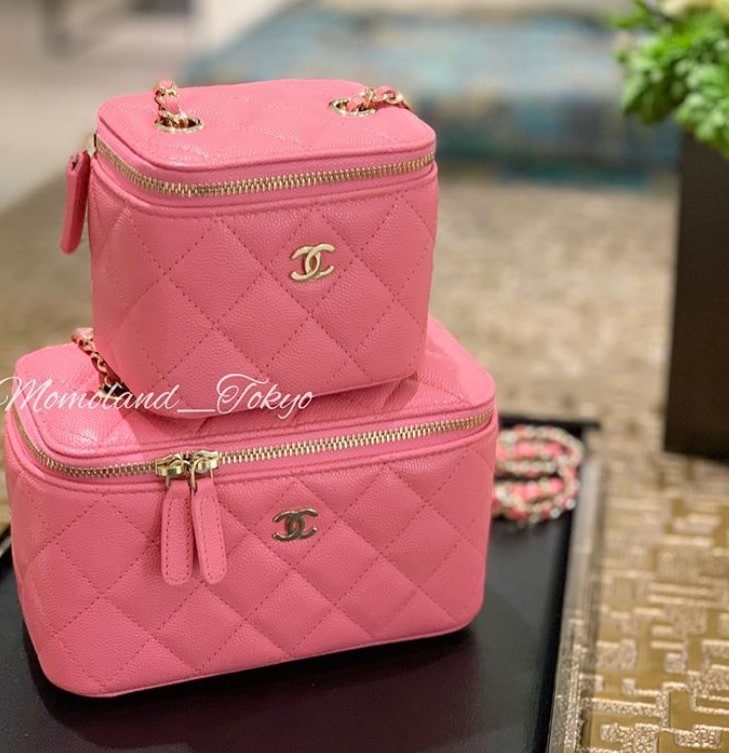 Chanel Vanity Case Small Leather Crossbody Bag Pink