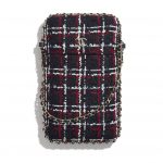 Chanel Navy Blue/White:Red Tweed Clutch with Chain Bag
