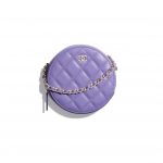 Chanel Purple Round Classic Clutch with Chain Bag