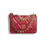 Chanel Red Lambskin Chanel 19 Wallet on Chain