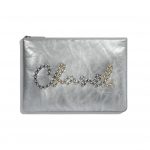 Chanel Silver Metallic Crumpled Calfskin Pouch Bag