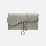 Dior Gray Stone Saddle Calfskin Long Wallet