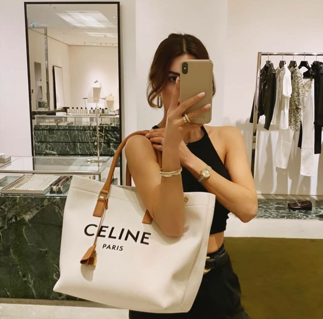 Celine Horizontal Cabas Canvas & Leather Tote