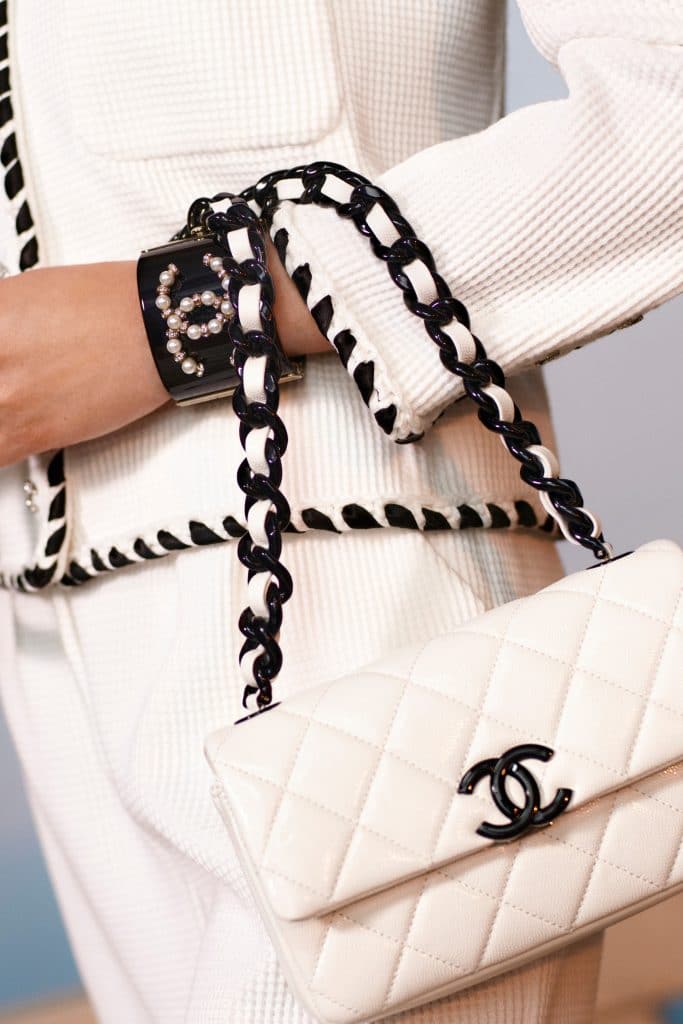 Chanel White Flap ith Black Chain - Cruise 2021