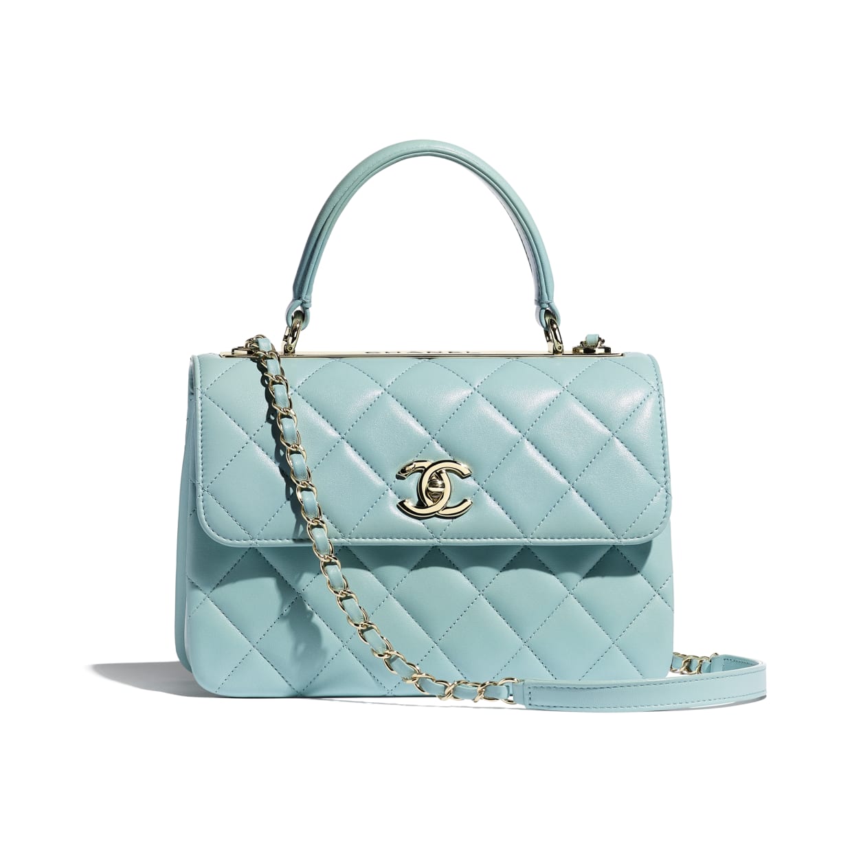 Chanel 2020 NEW Light Blue Quilted Trendy CC Wallet On Chain WOC